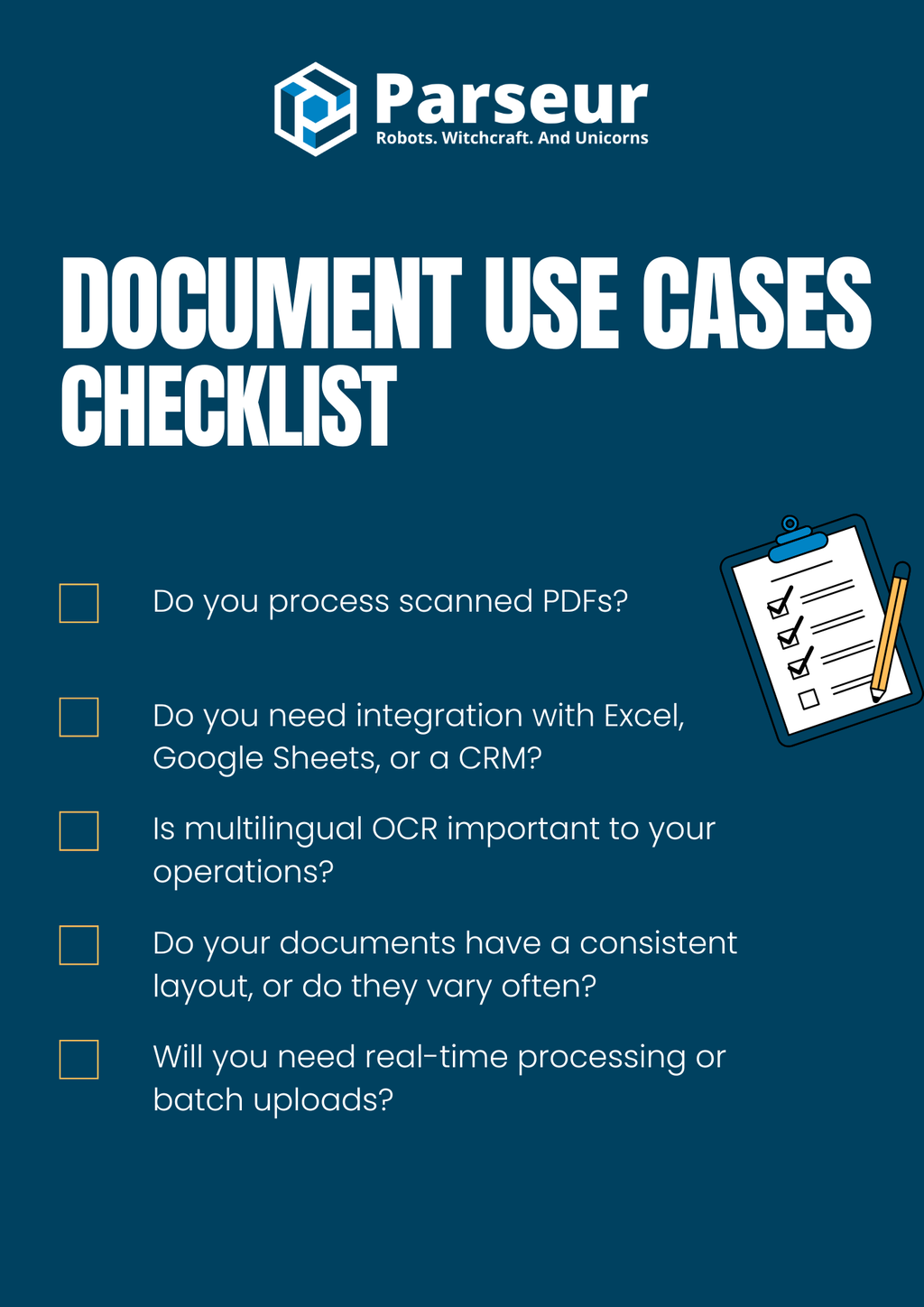 Document Processing Checklist Um infográfico